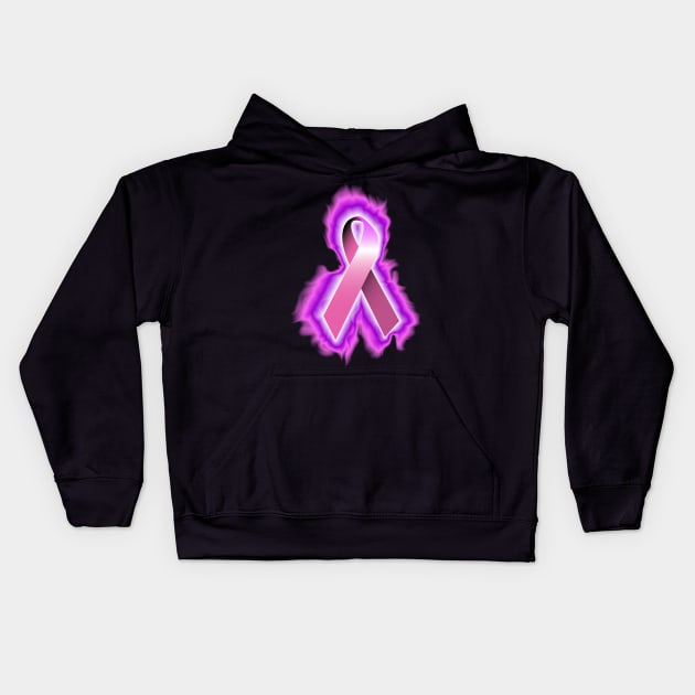 pink breast cancer ribbon Kids Hoodie by DrewskiDesignz